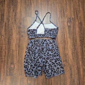 Leopard Print Sports Bra and Shorts Set